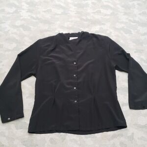 Vintage Pendleton Top Womens Large Black Long Sleeve Button-Up